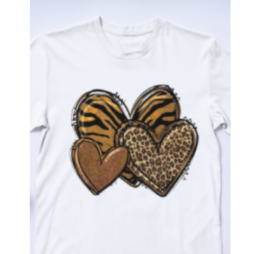 Animal Print Hearts Love Graphic T-shirt