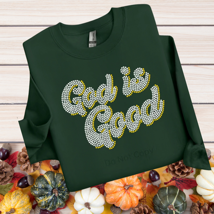 God Is Good Graphic Rhinestone Sweatshirt