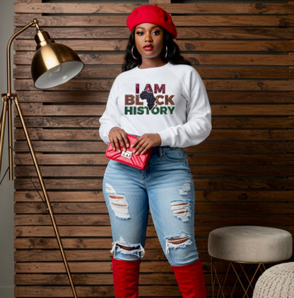 I Am Black History Sequin Graphic Sweatshirt