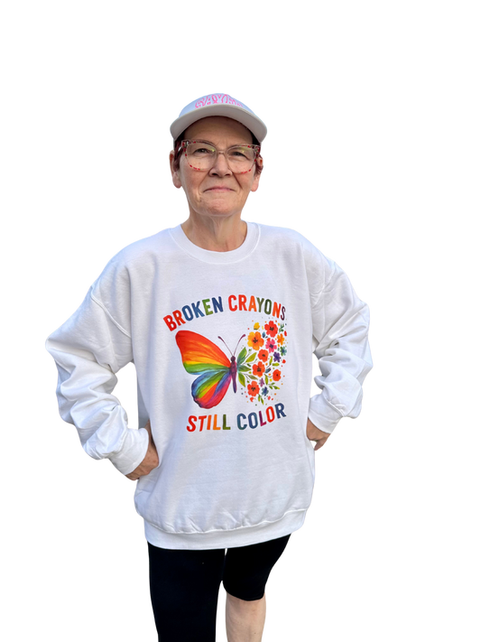 Broken Crayons Still Color Inspirational Butterfly & Flower T-shirt or Sweatshirt