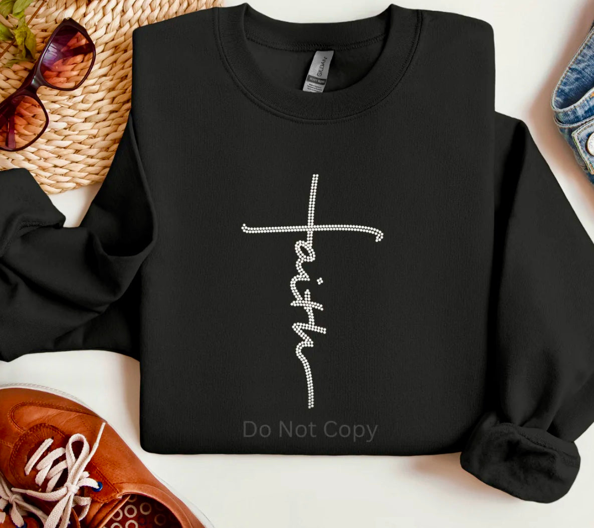 Faith Sweatshirt Rhinestone Design