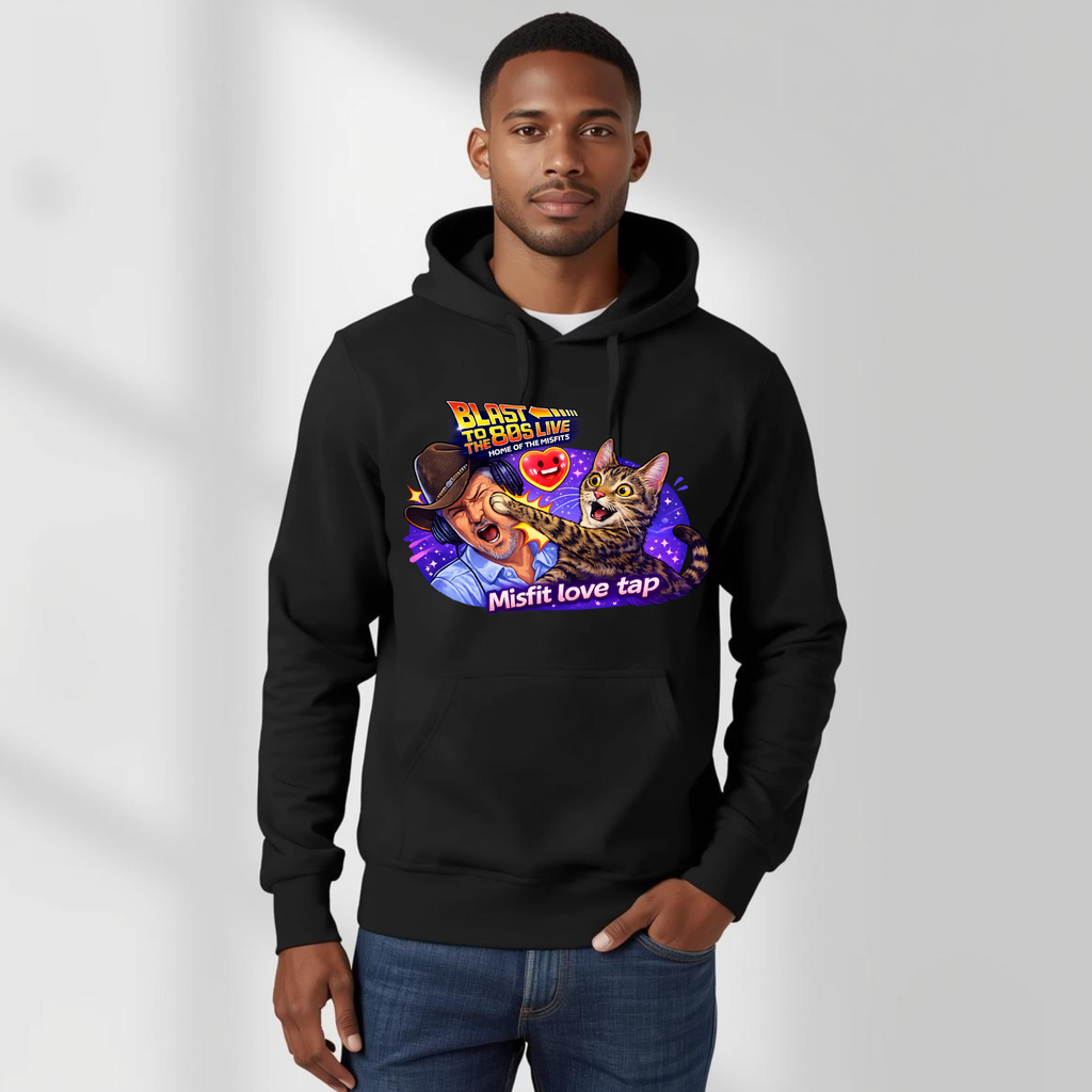 Blast to The 80s Live Misfit Tap Hoodie | Retro Neon Skeleton Hoodie