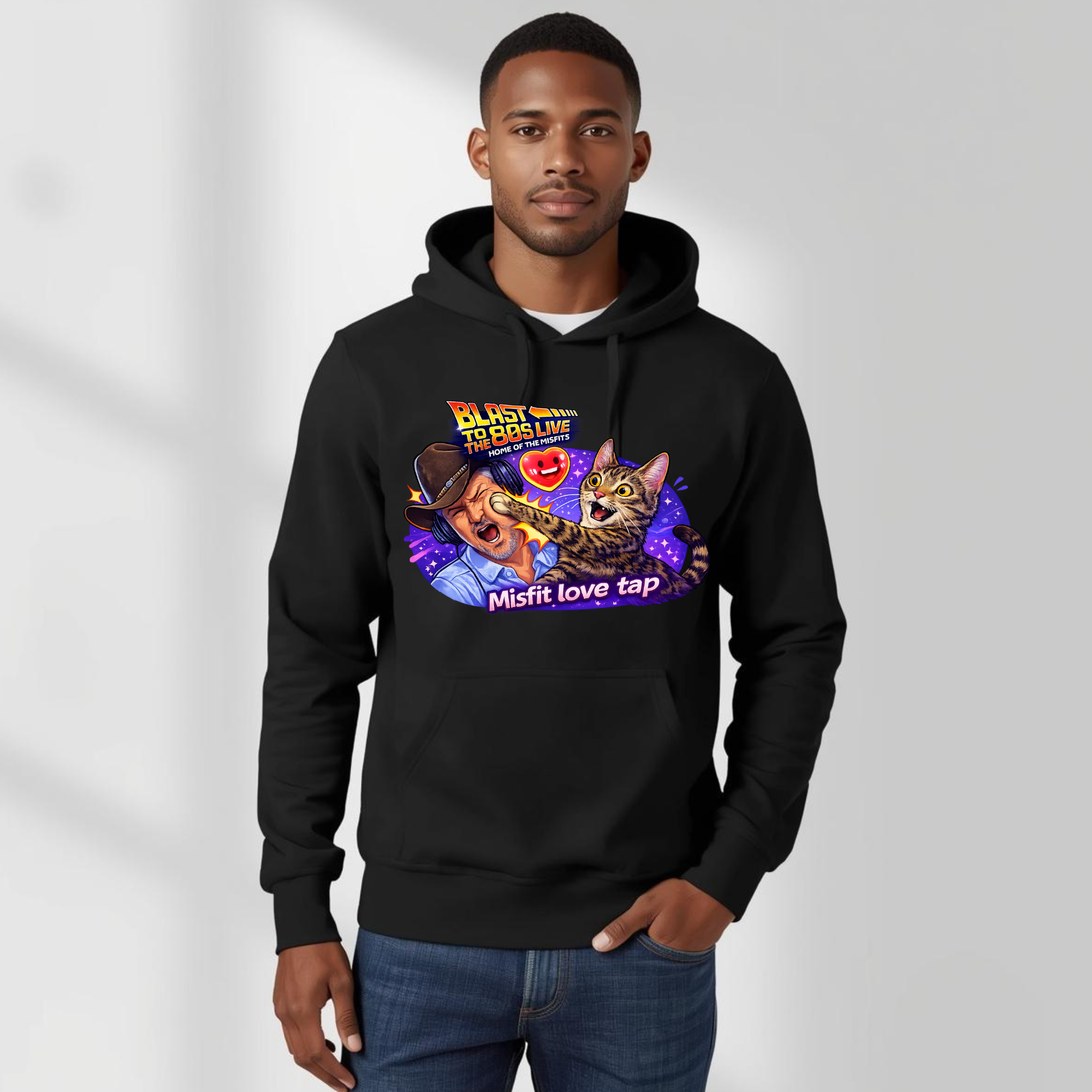 Blast to The 80s Live Misfit Tap Hoodie | Retro Neon Skeleton Hoodie