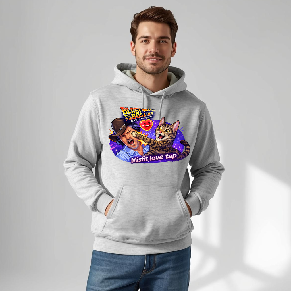 Blast to The 80s Live Misfit Tap Hoodie | Retro Neon Skeleton Hoodie