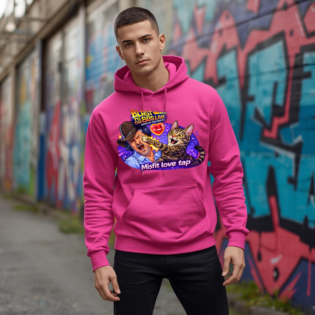 Blast to The 80s Live Misfit Tap Hoodie | Retro Neon Skeleton Hoodie