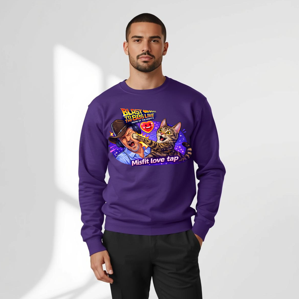 Blast to The 80s Live Misfit Tap Sweatshirt | Retro Neon Skeleton Sweatshirt