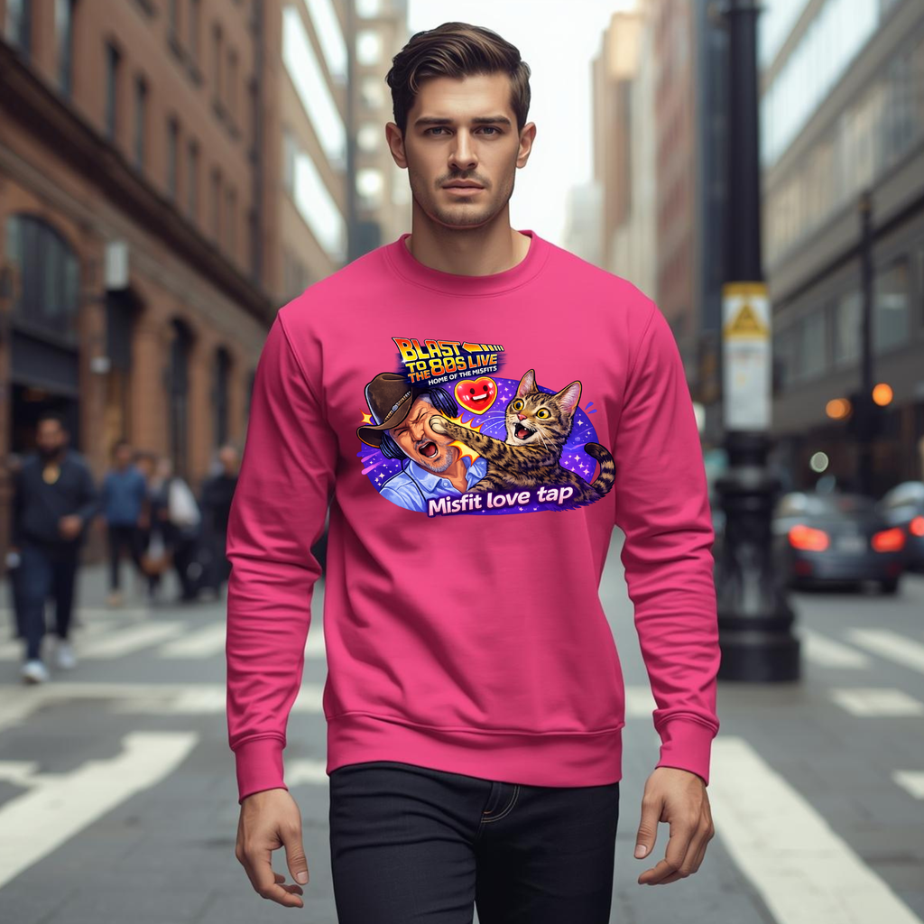 Blast to The 80s Live Misfit Tap Sweatshirt | Retro Neon Skeleton Sweatshirt