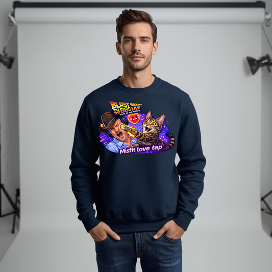 Blast to The 80s Live Misfit Tap Sweatshirt | Retro Neon Skeleton Sweatshirt