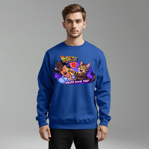 Blast to The 80s Live Misfit Tap Sweatshirt | Retro Neon Skeleton Sweatshirt