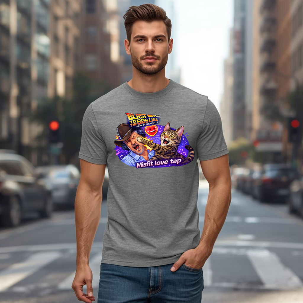 Blast to The 80s Live Misfit Tap T-shirt | Retro Neon Skeleton T-shirt