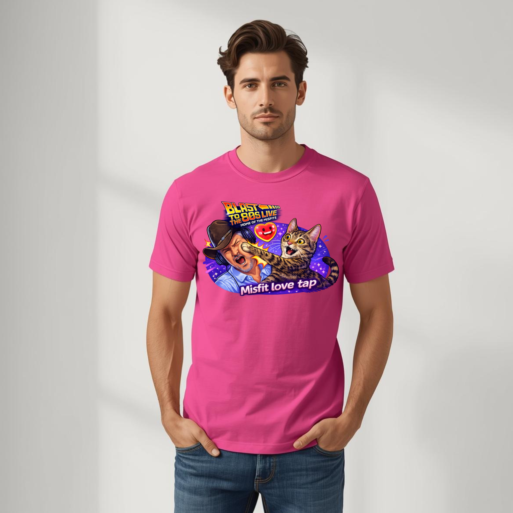 Blast to The 80s Live Misfit Tap T-shirt | Retro Neon Skeleton T-shirt