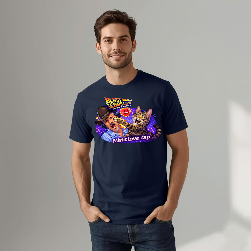 Blast to The 80s Live Misfit Tap T-shirt | Retro Neon Skeleton T-shirt