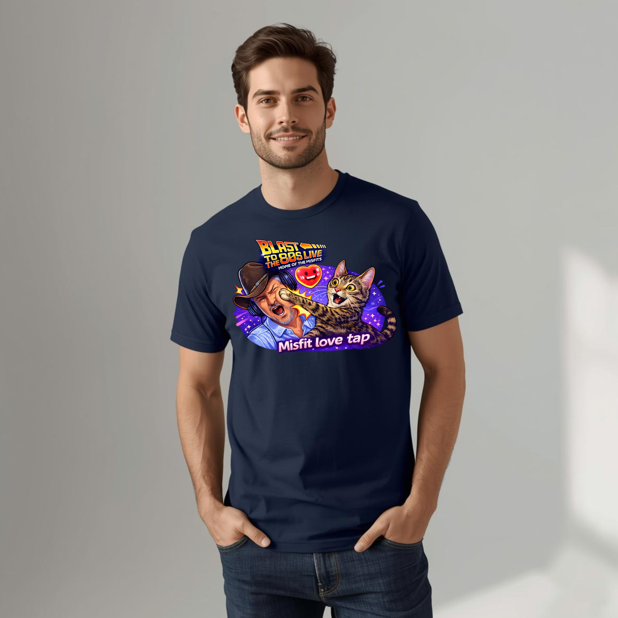 Blast to The 80s Live Misfit Tap T-shirt | Retro Neon Skeleton T-shirt