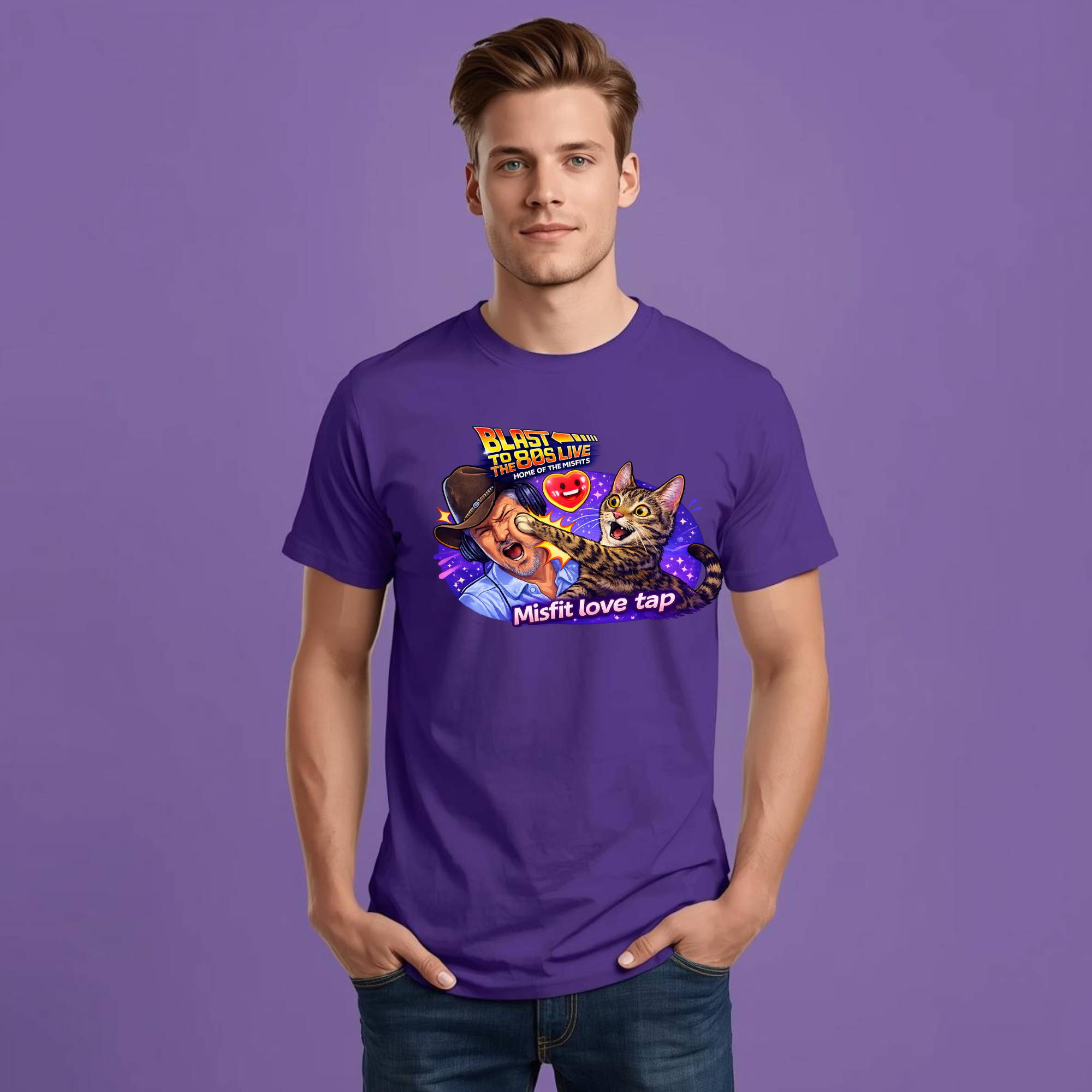 Blast to The 80s Live Misfit Tap T-shirt | Retro Neon Skeleton T-shirt