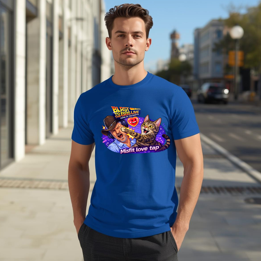 Blast to The 80s Live Misfit Tap T-shirt | Retro Neon Skeleton T-shirt