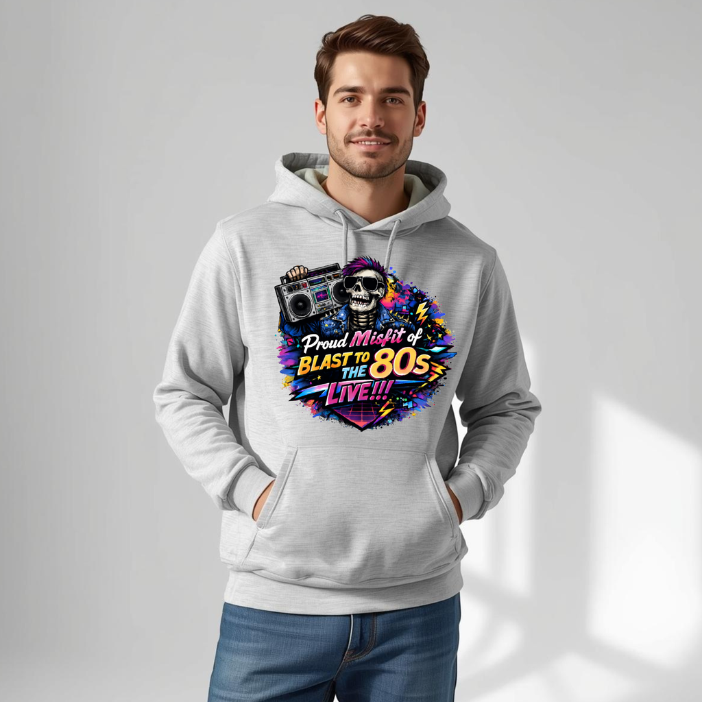Proud Misfit of the 80s Live Hoodie | Retro Neon Skeleton Hoodie