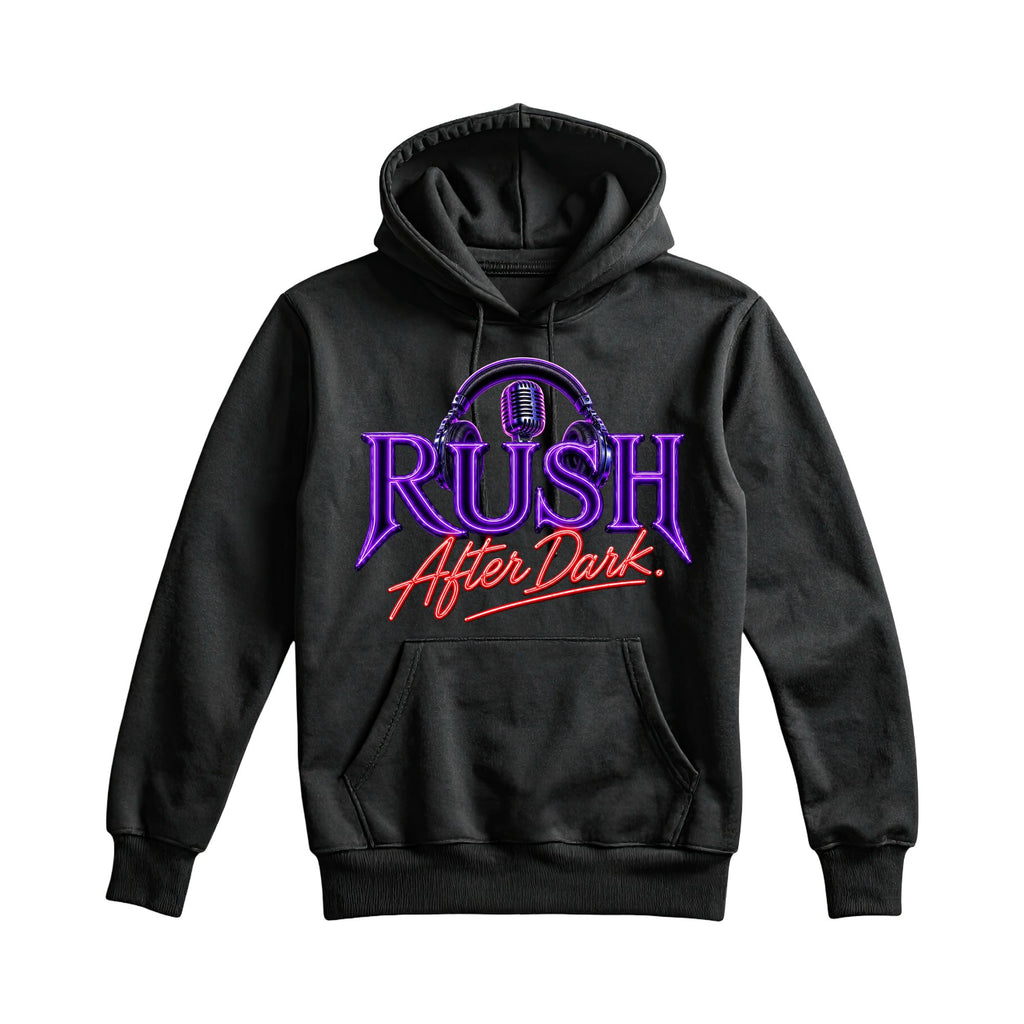 RUSH After Dark Neon Hoodie – Retro DJ Graphic Pullover