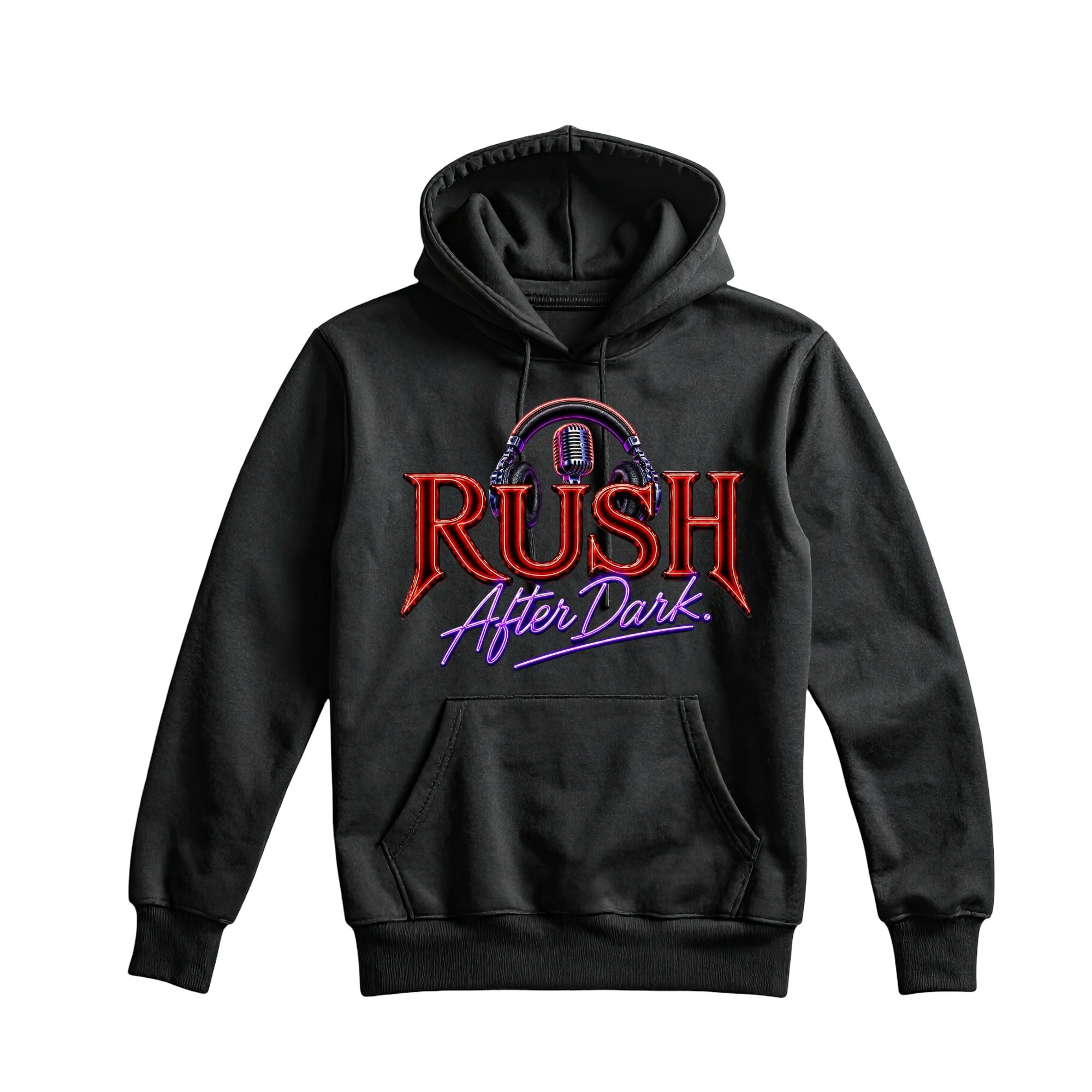 RUSH After Dark Neon Hoodie – Retro DJ Graphic Pullover