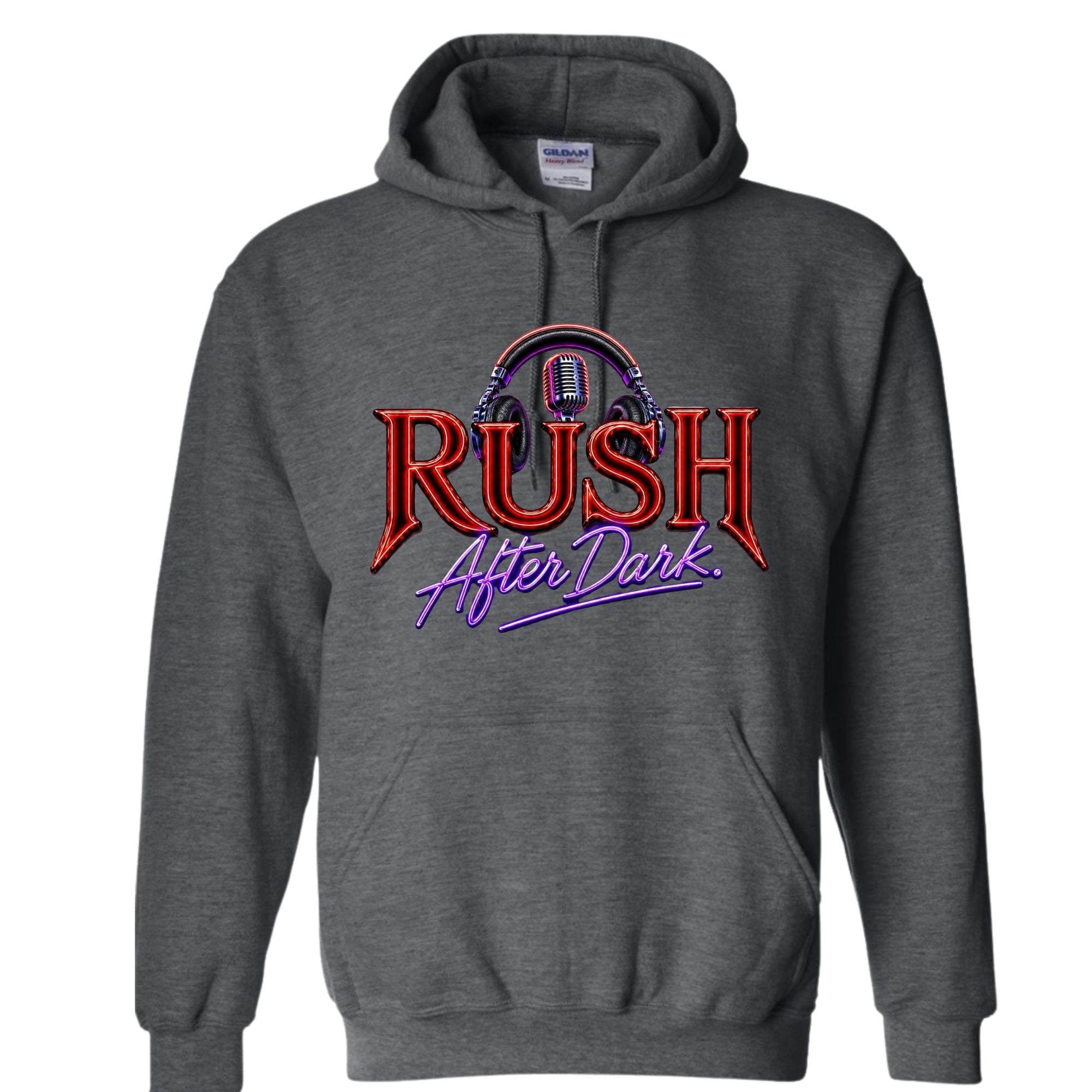 RUSH After Dark Neon Hoodie – Retro DJ Graphic Pullover