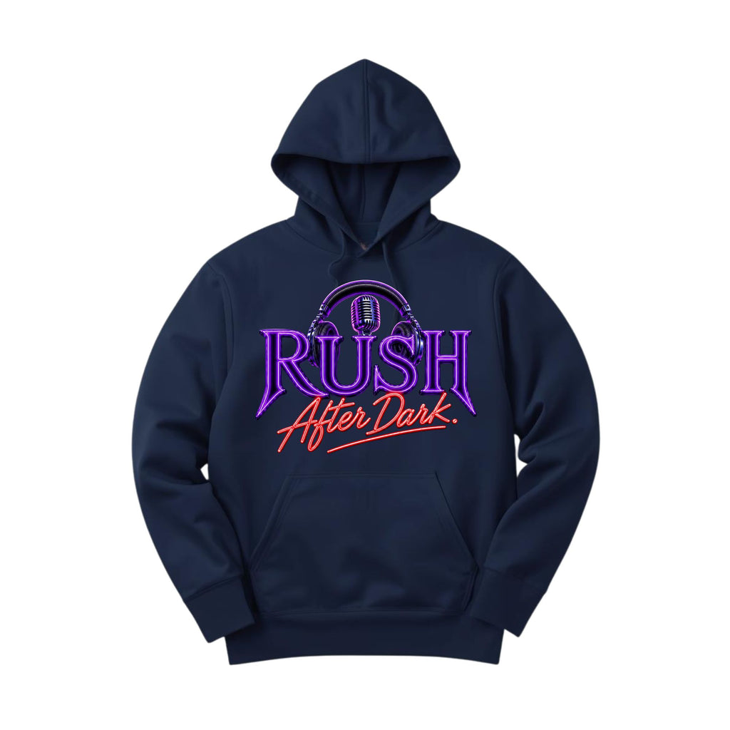RUSH After Dark Neon Hoodie – Retro DJ Graphic Pullover