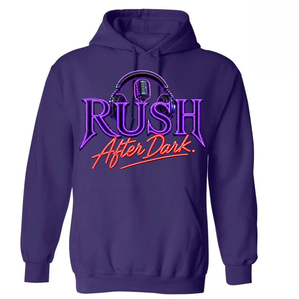 RUSH After Dark Neon Hoodie – Retro DJ Graphic Pullover