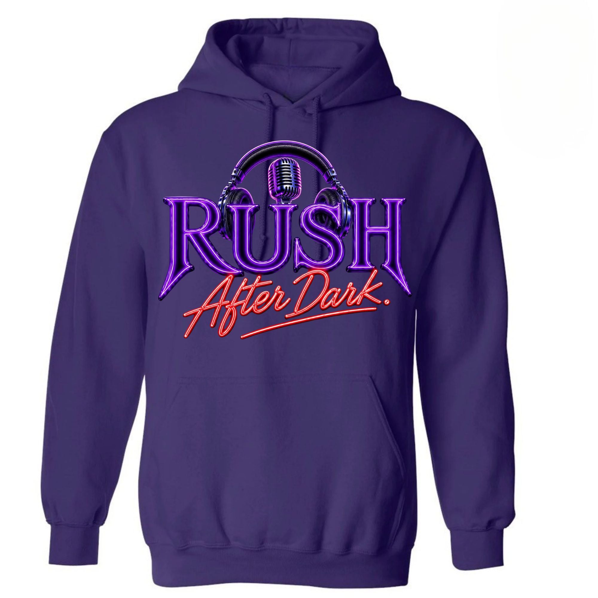 RUSH After Dark Neon Hoodie – Retro DJ Graphic Pullover