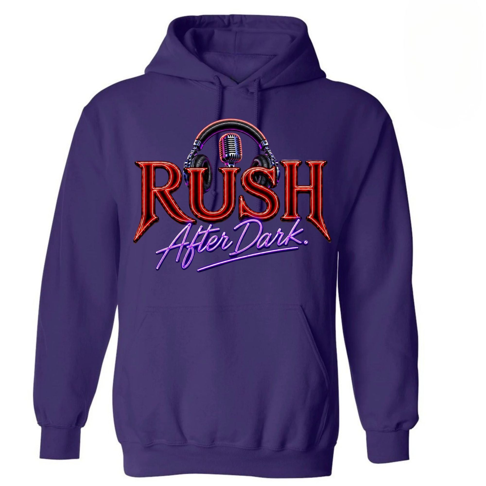 RUSH After Dark Neon Hoodie – Retro DJ Graphic Pullover