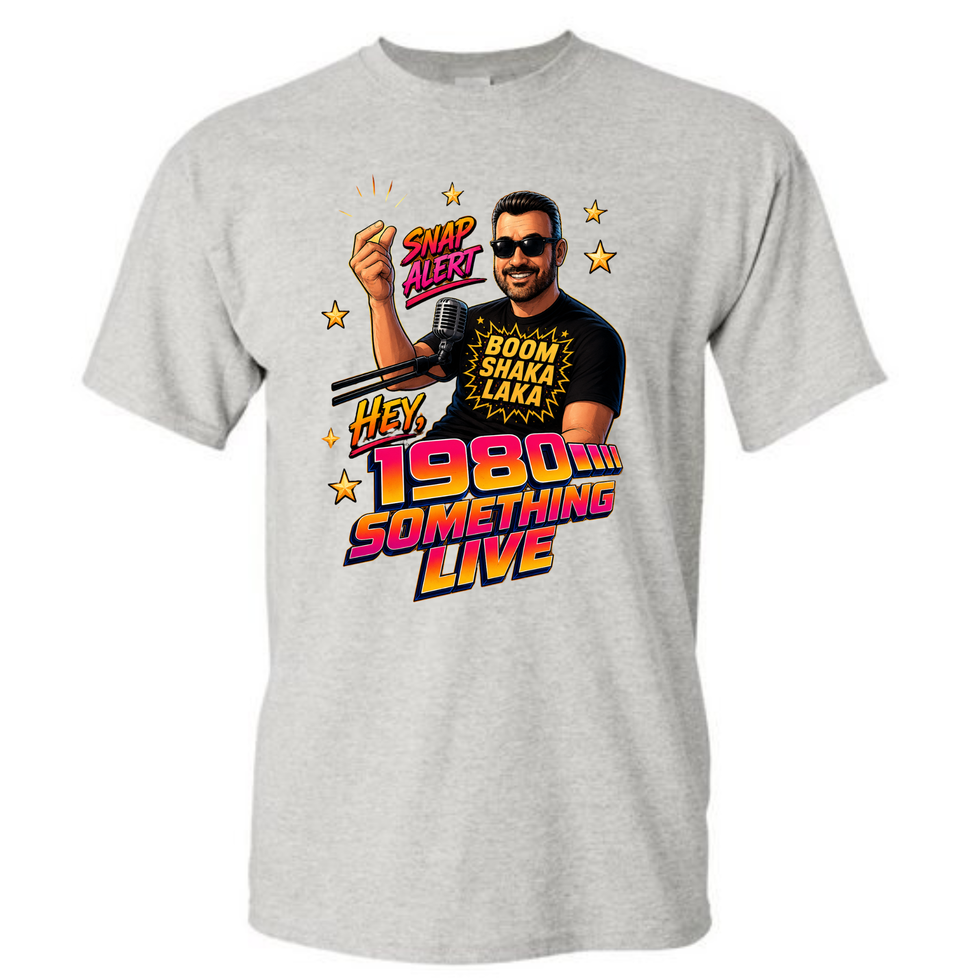 1980 Something LIVE Snap Alert T-Shirt | Retro Gen X Radio Host Graphic Tee