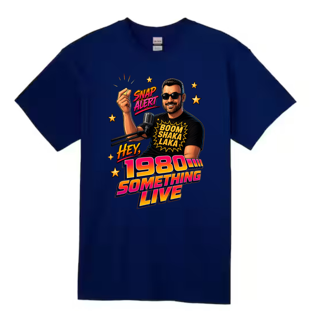 1980 Something LIVE Snap Alert T-Shirt | Retro Gen X Radio Host Graphic Tee