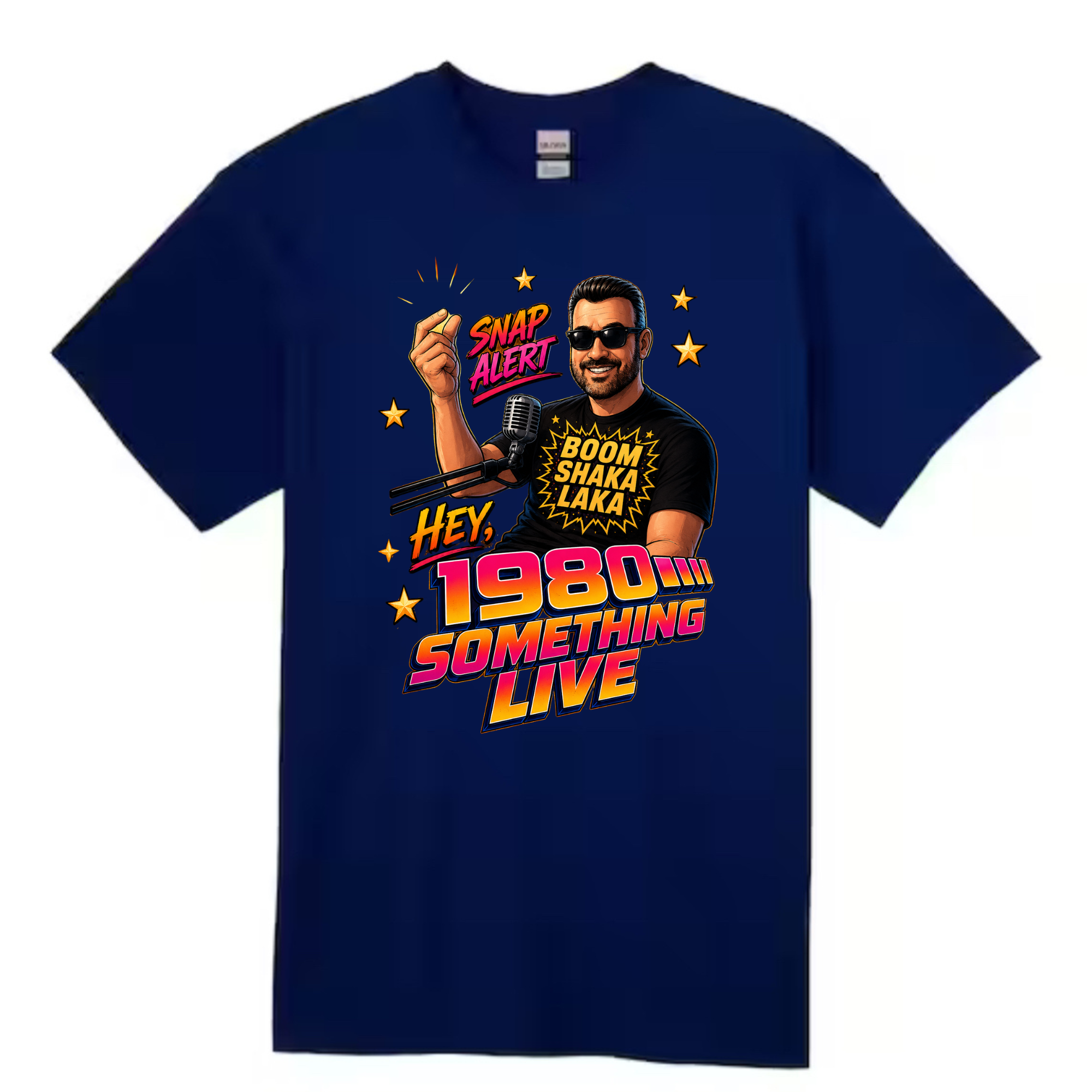 1980 Something LIVE Snap Alert T-Shirt | Retro Gen X Radio Host Graphic Tee