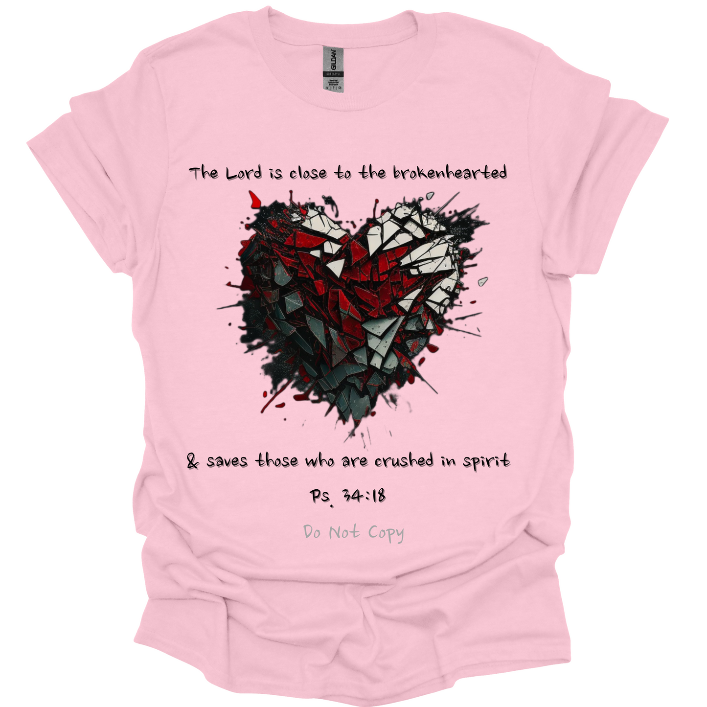 The Lord Is Close to the Brokenhearted Christian T-Shirt – Psalm 34:18 Bible Verse Shirt for Faith & Healing