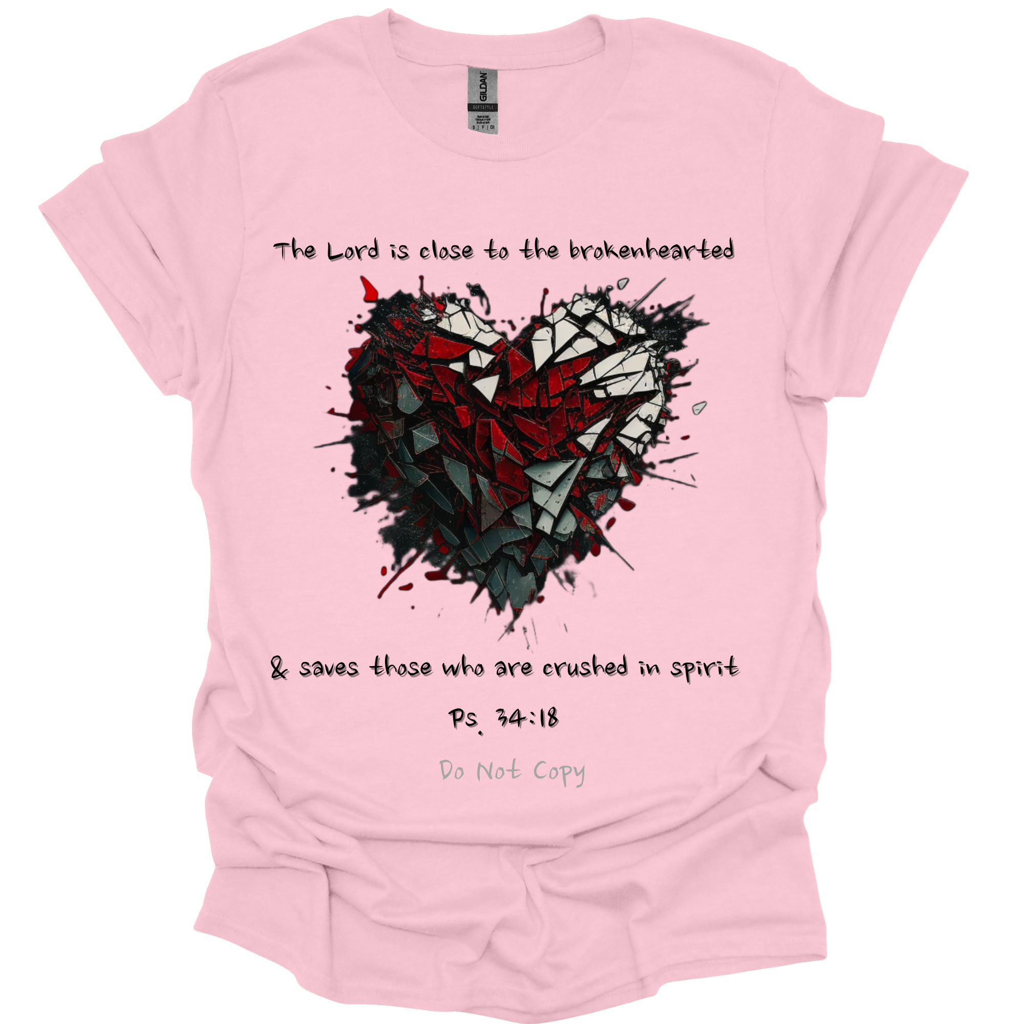 The Lord Is Close to the Brokenhearted Christian T-Shirt – Psalm 34:18 Bible Verse Shirt for Faith & Healing