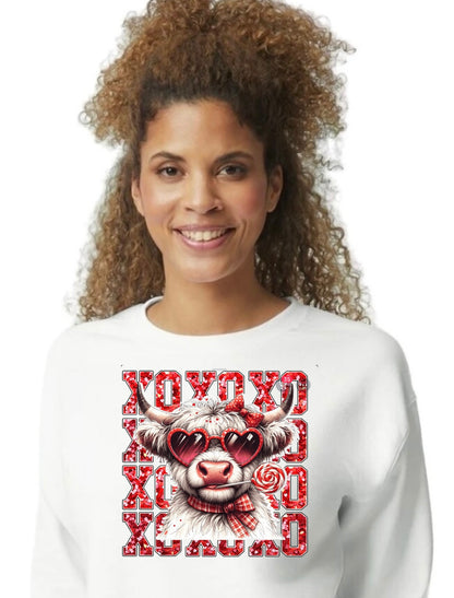 XOXO Valentines Cow Graphic T-shirt or Sweatshirt