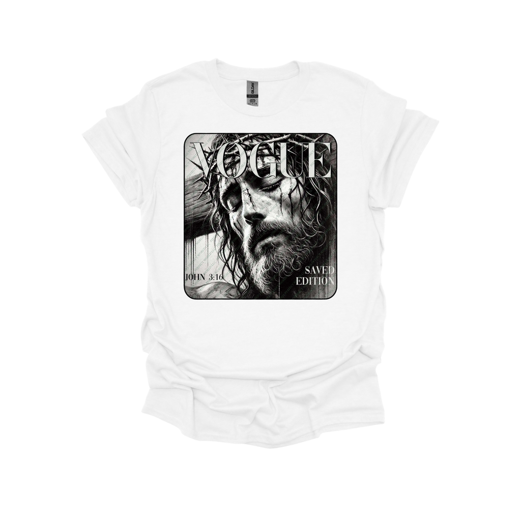 VOGUE Saved Edition Christian Shirt – Jesus Christ John 3:16 Graphic Tee or Sweatshirt