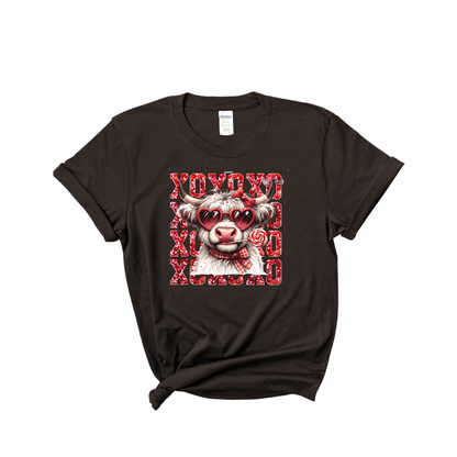 XOXO Valentines Cow Graphic T-shirt or Sweatshirt
