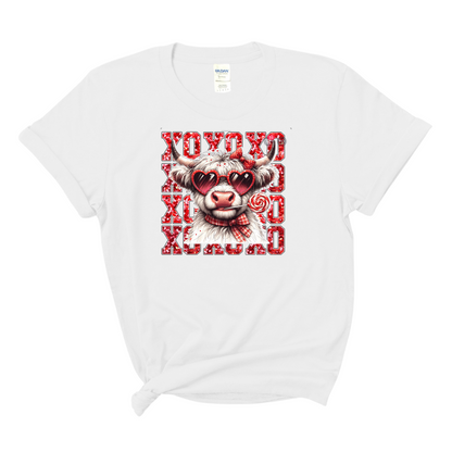 XOXO Valentines Cow Graphic T-shirt or Sweatshirt