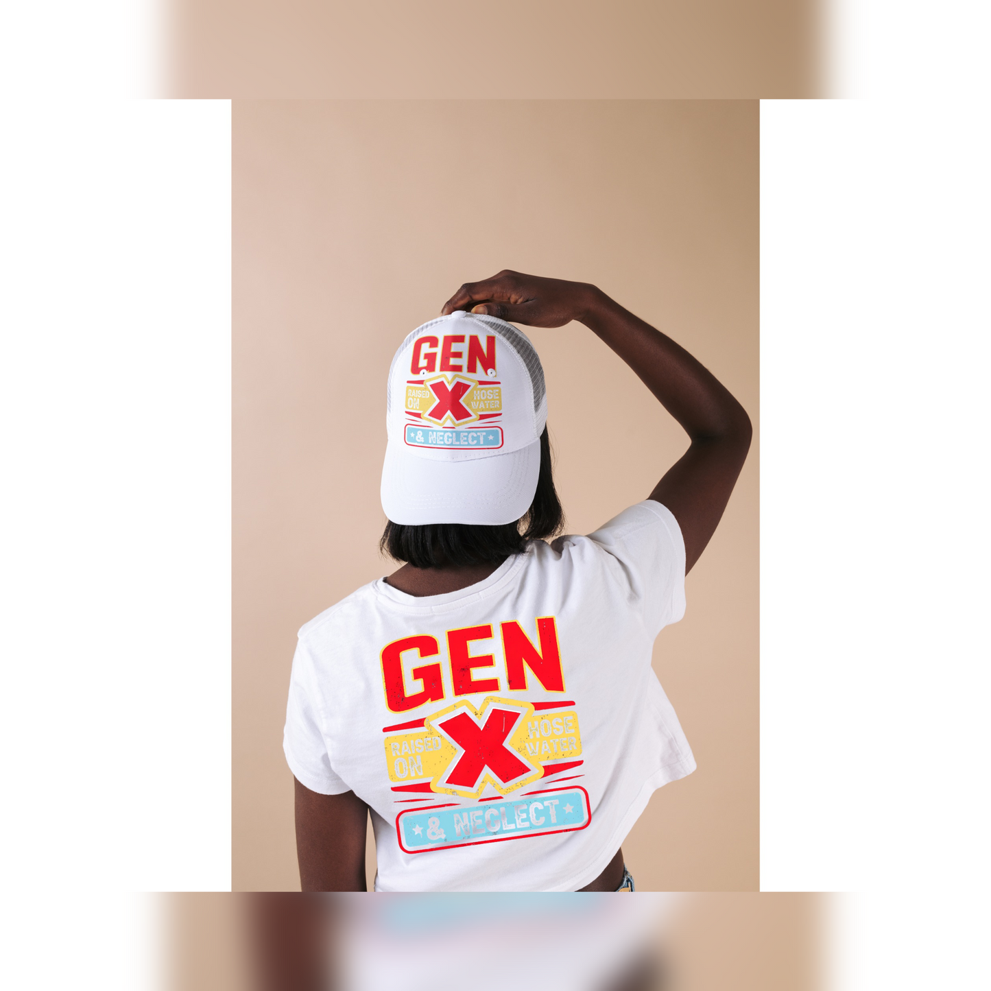GEN X Raised on Hose Water & Neglect Hat & T-Shirt Combo | Vintage Bold Graphic Set for Proud Generation Xers